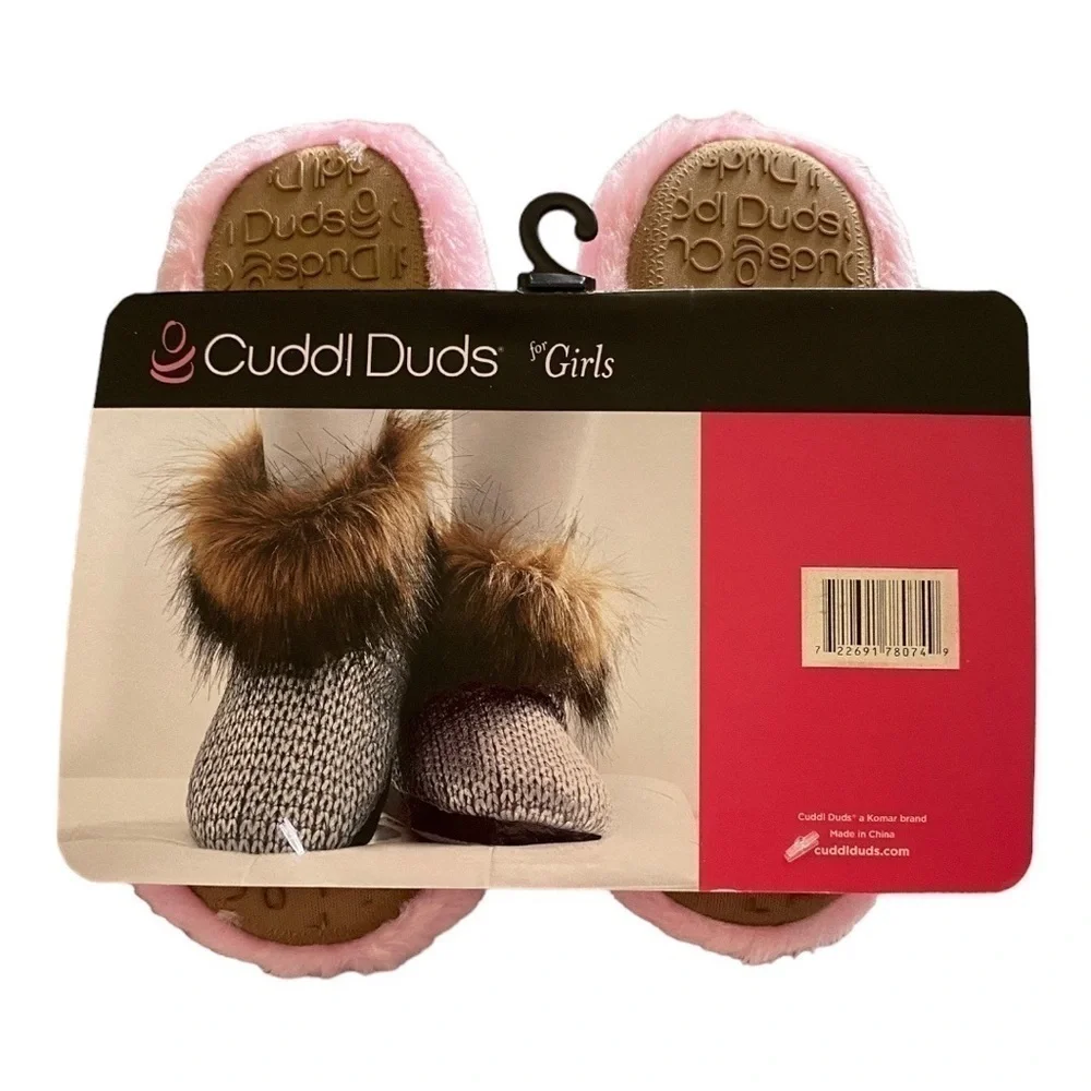NWT-CUDDL DUDS-GIRLS PINK SLIPPERS-SIZE 11/12